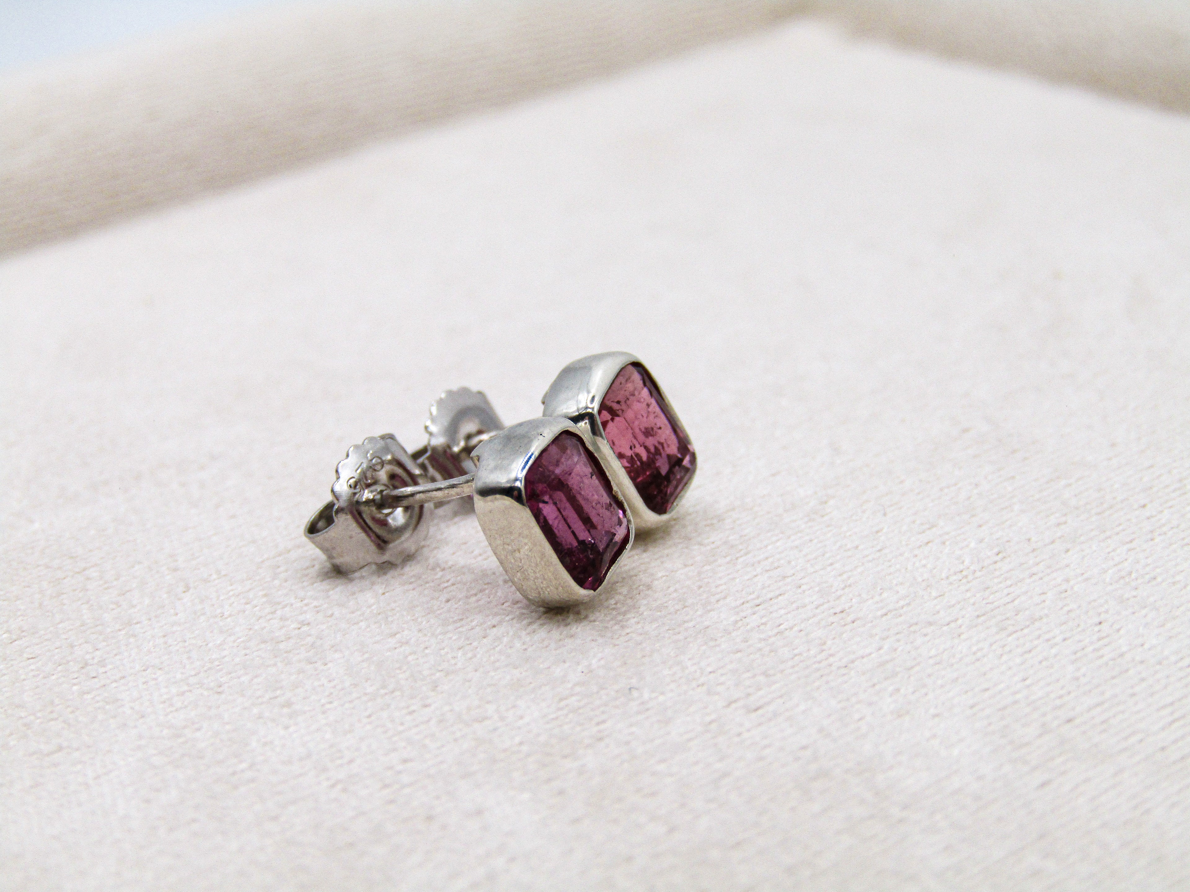 Pink Tourmaline Stud Earrings