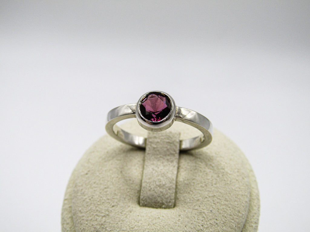 Round Rhodolite Stacker Ring
