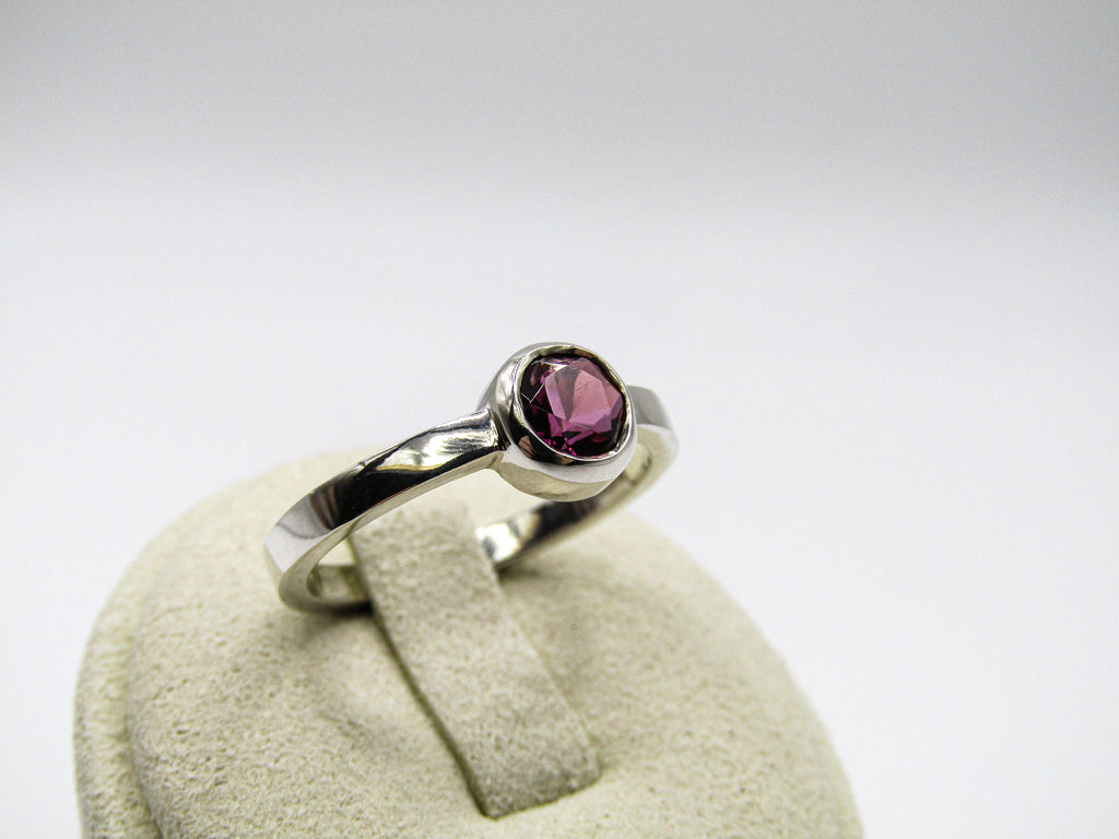 Round Rhodolite Stacker Ring