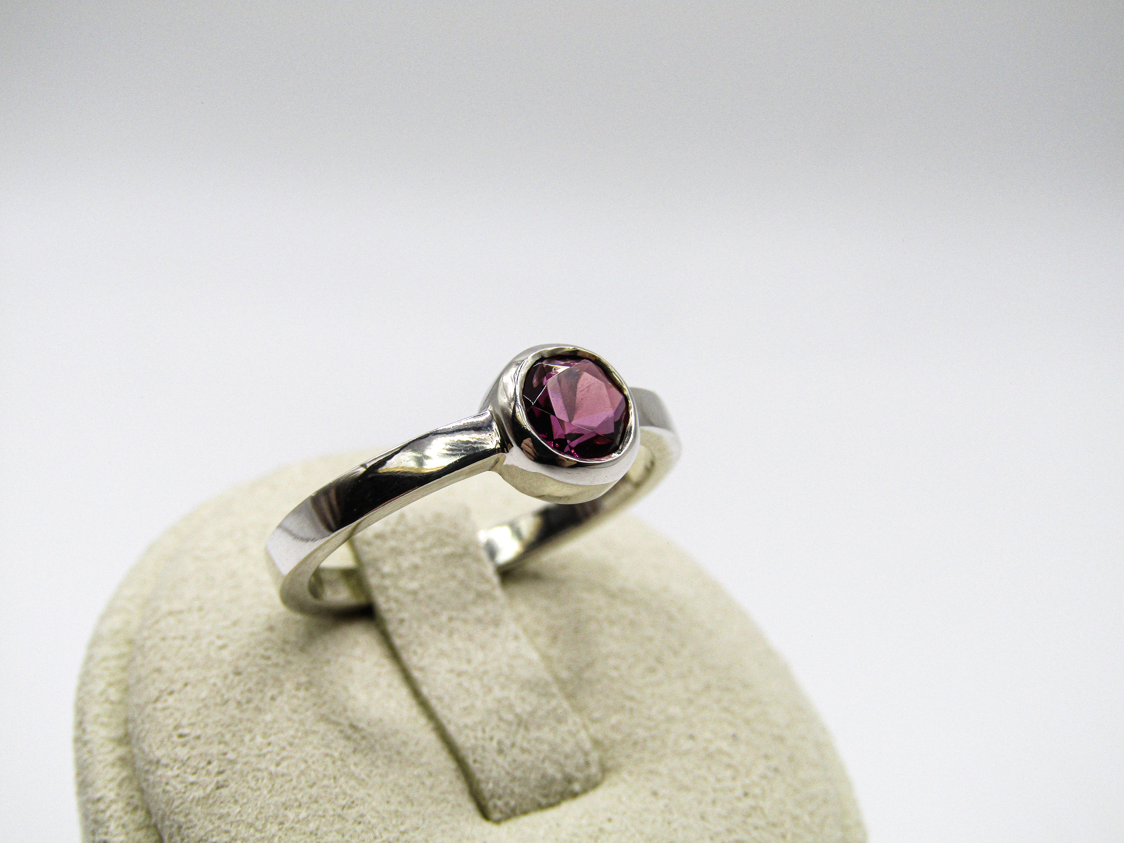 Round Rhodolite Stacker Ring