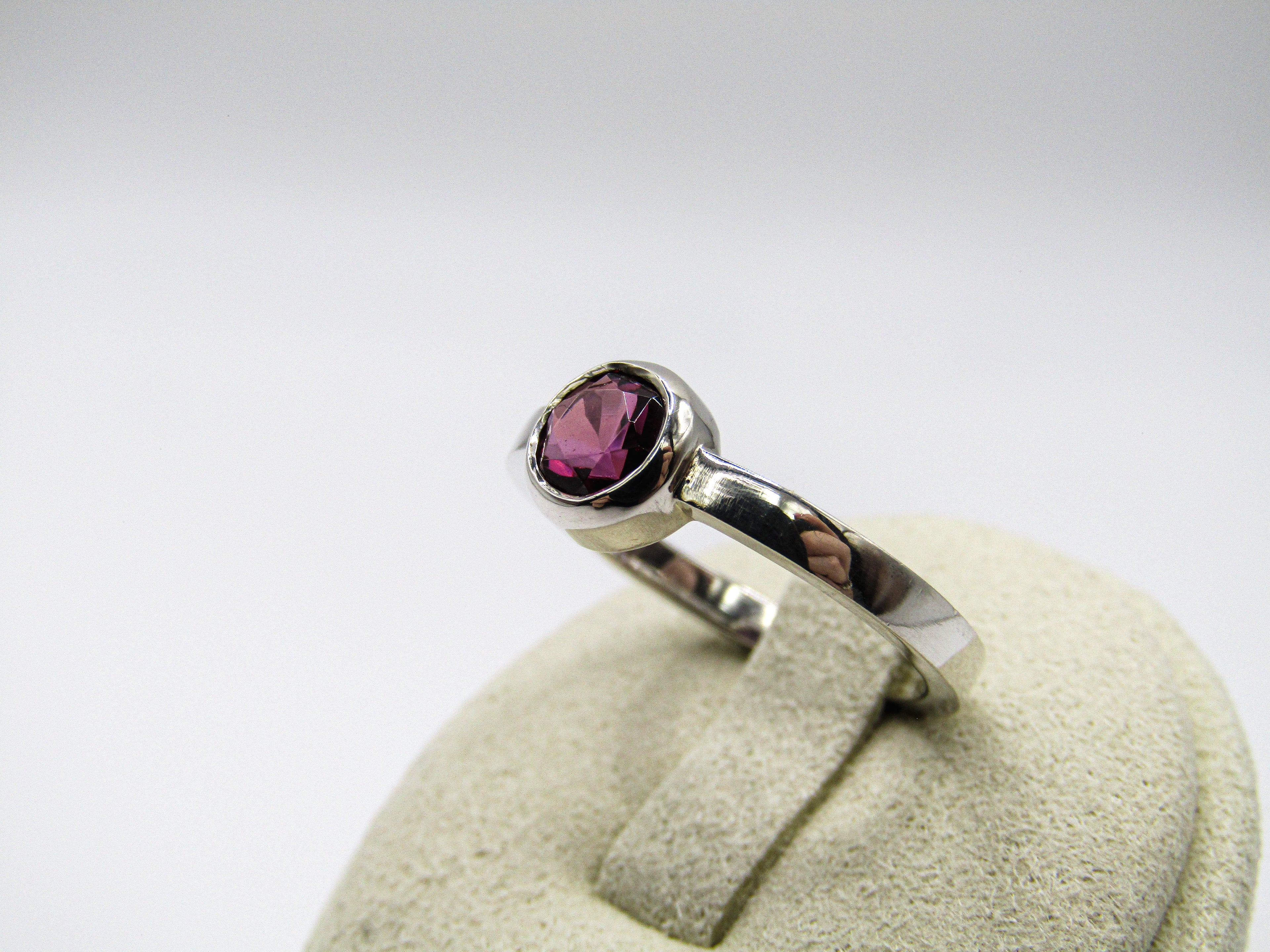 Round Rhodolite Stacker Ring