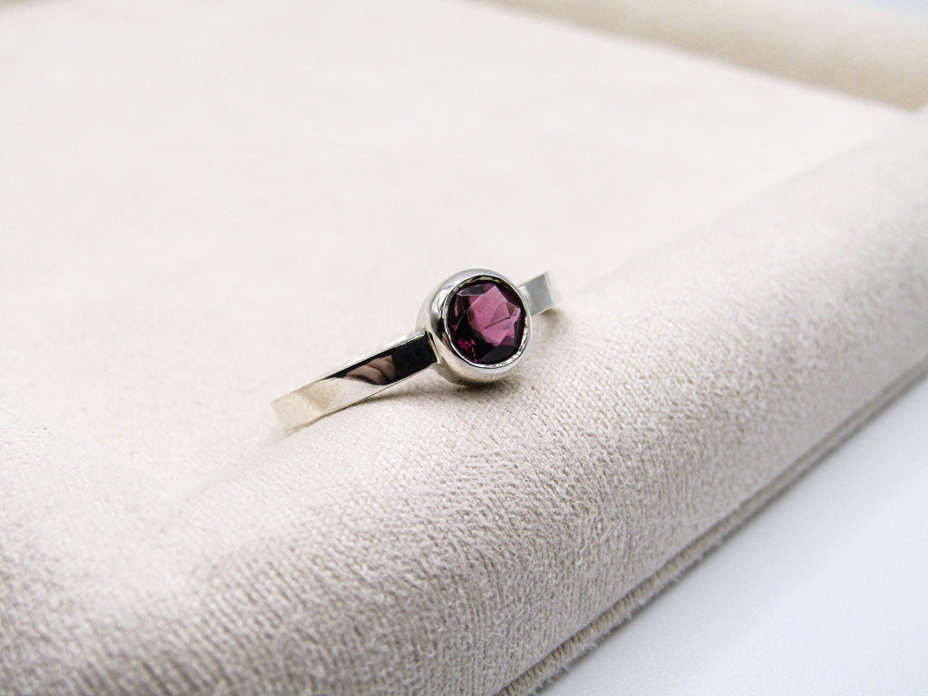 Round Rhodolite Stacker Ring