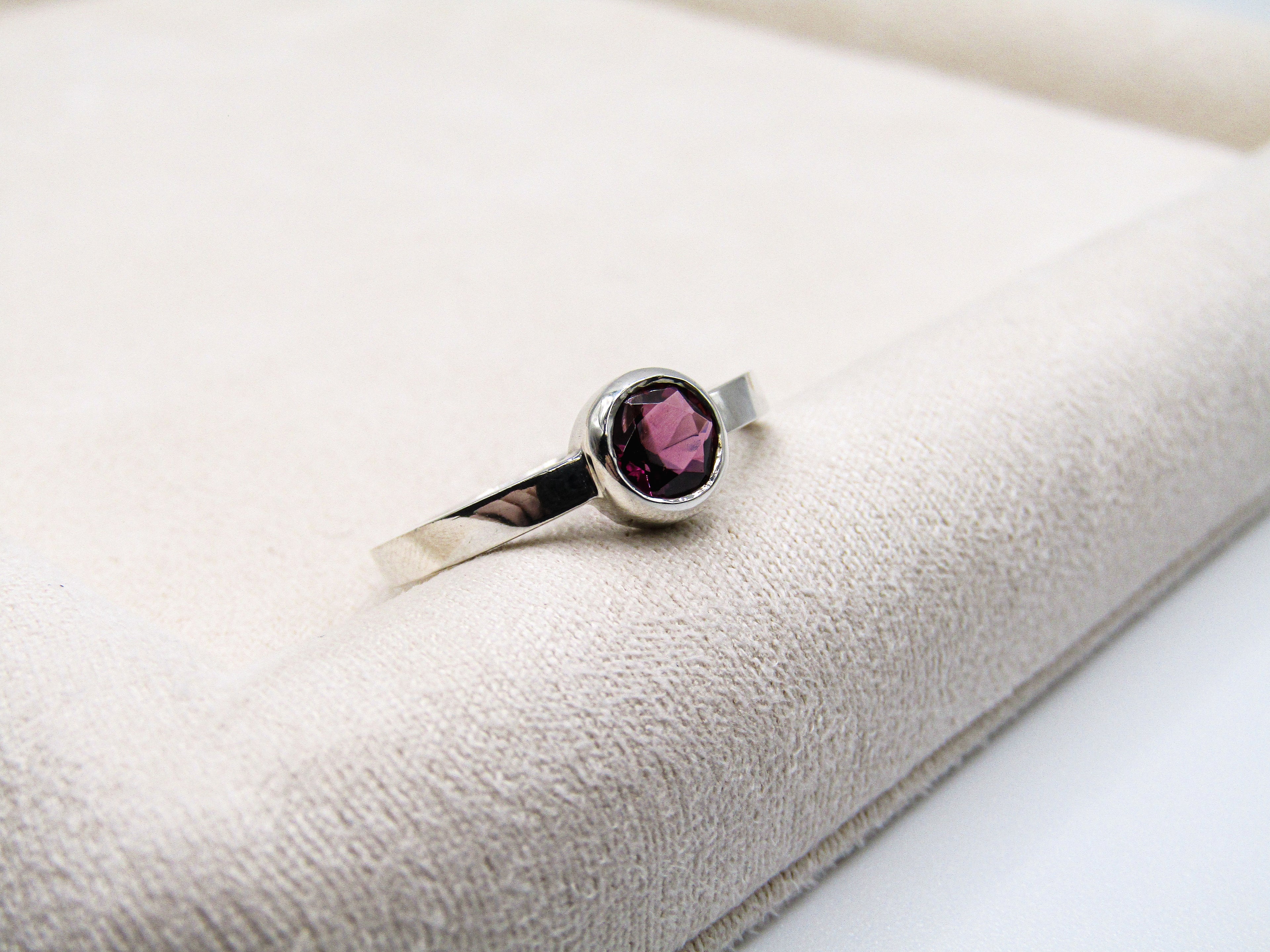 Round Rhodolite Stacker Ring