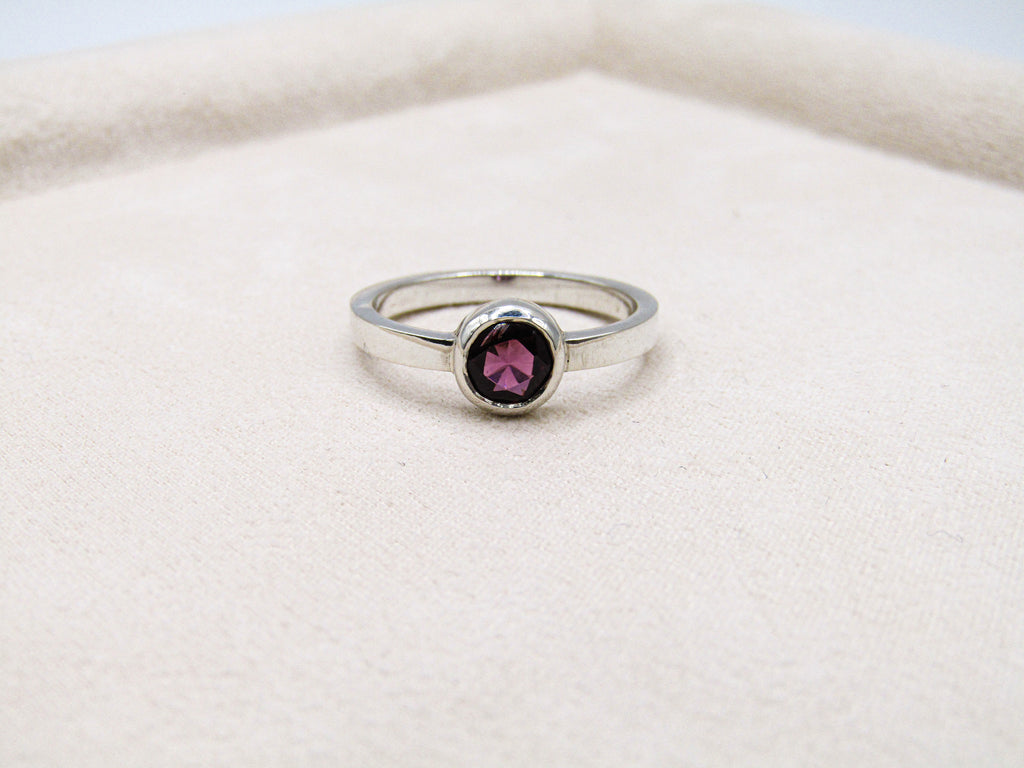 Round Rhodolite Stacker Ring