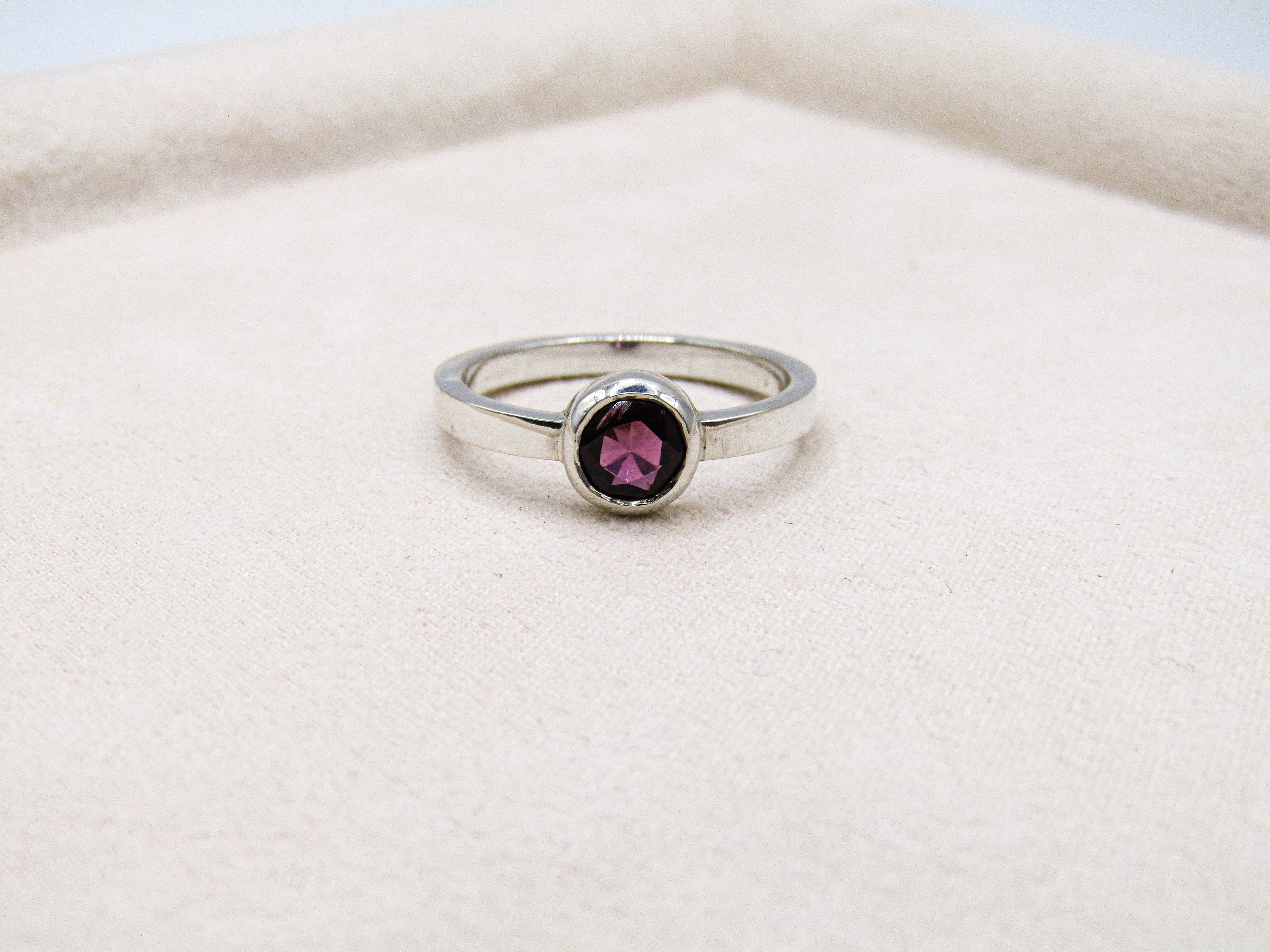 Round Rhodolite Stacker Ring