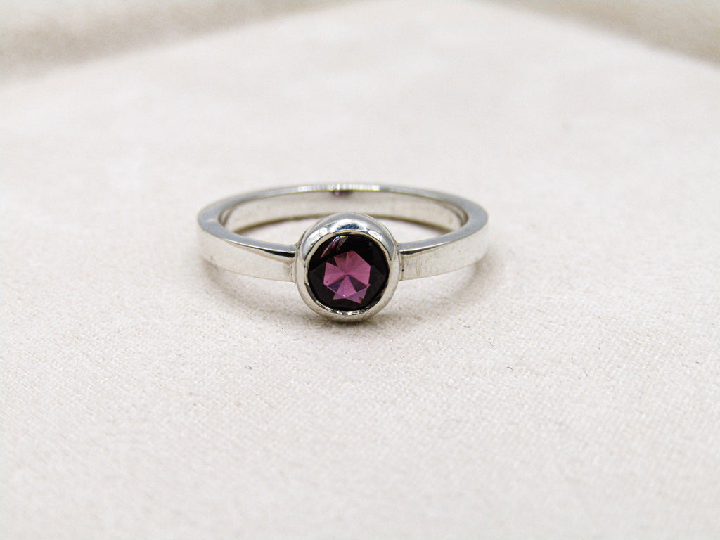 Round Rhodolite Stacker Ring