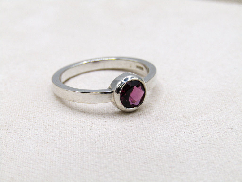 Round Rhodolite Stacker Ring