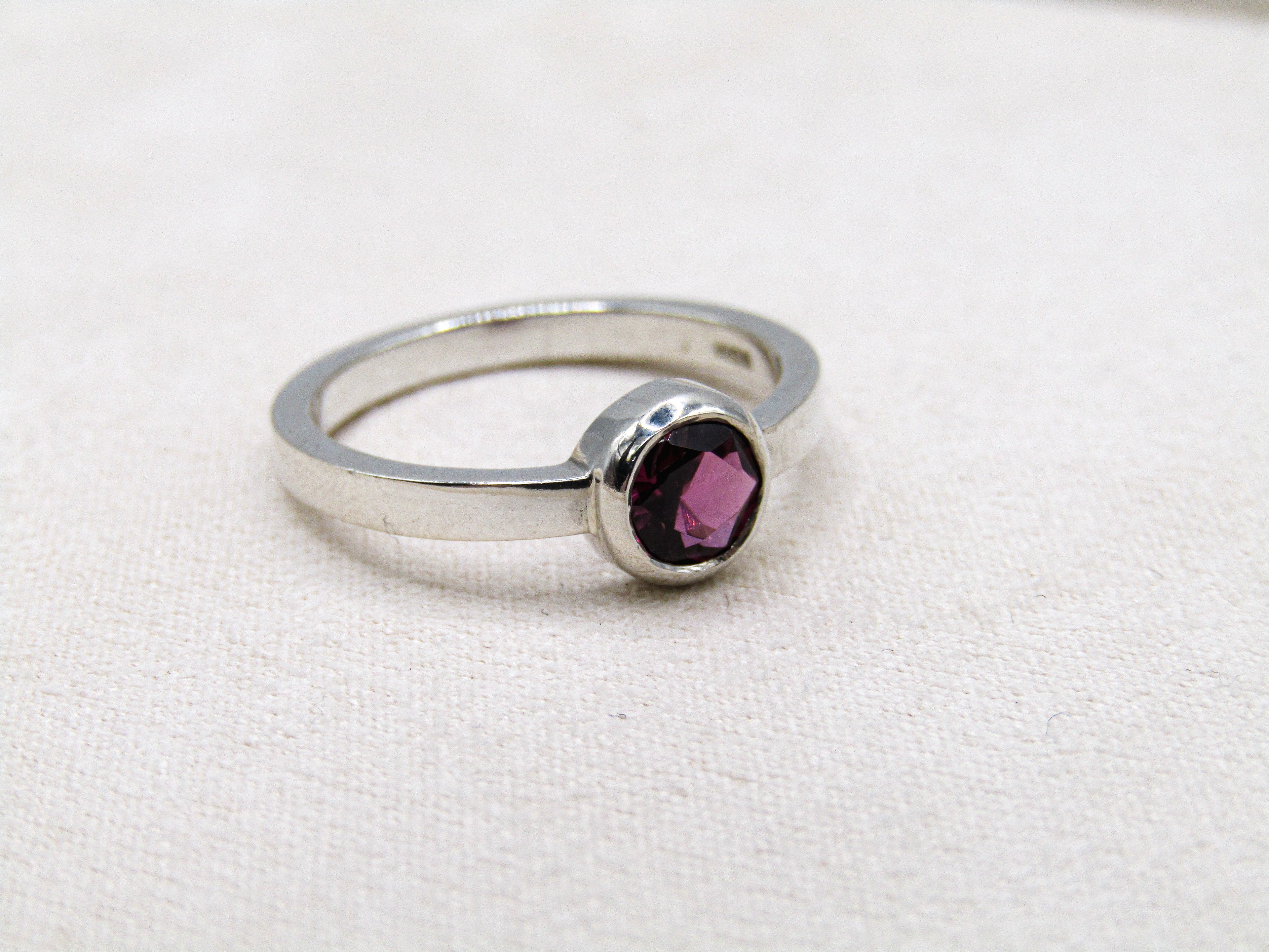 Round Rhodolite Stacker Ring