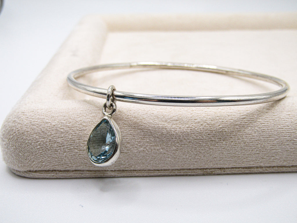 Aquamarine Charm Bangle