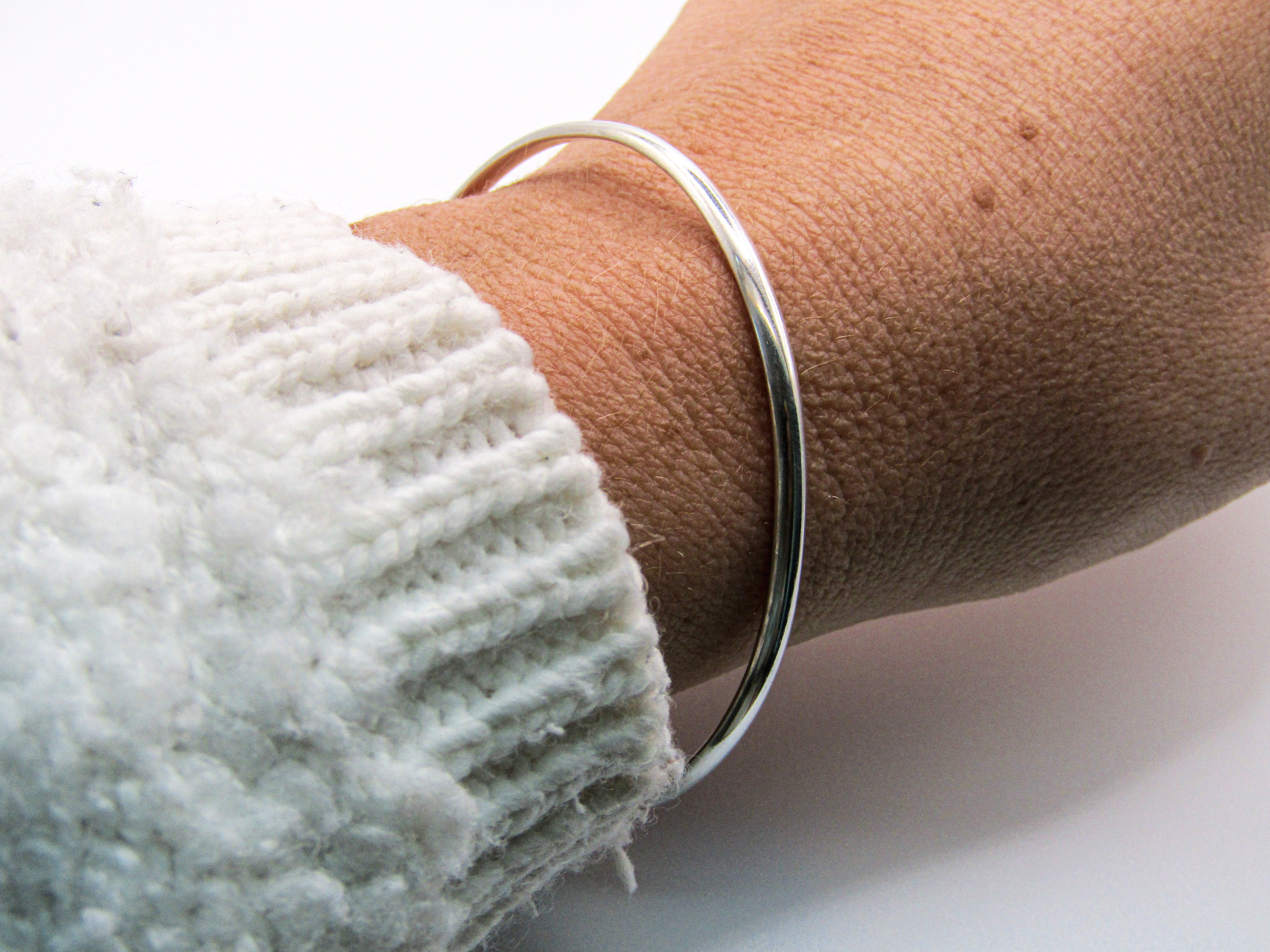 Silver D Shaped Bangle